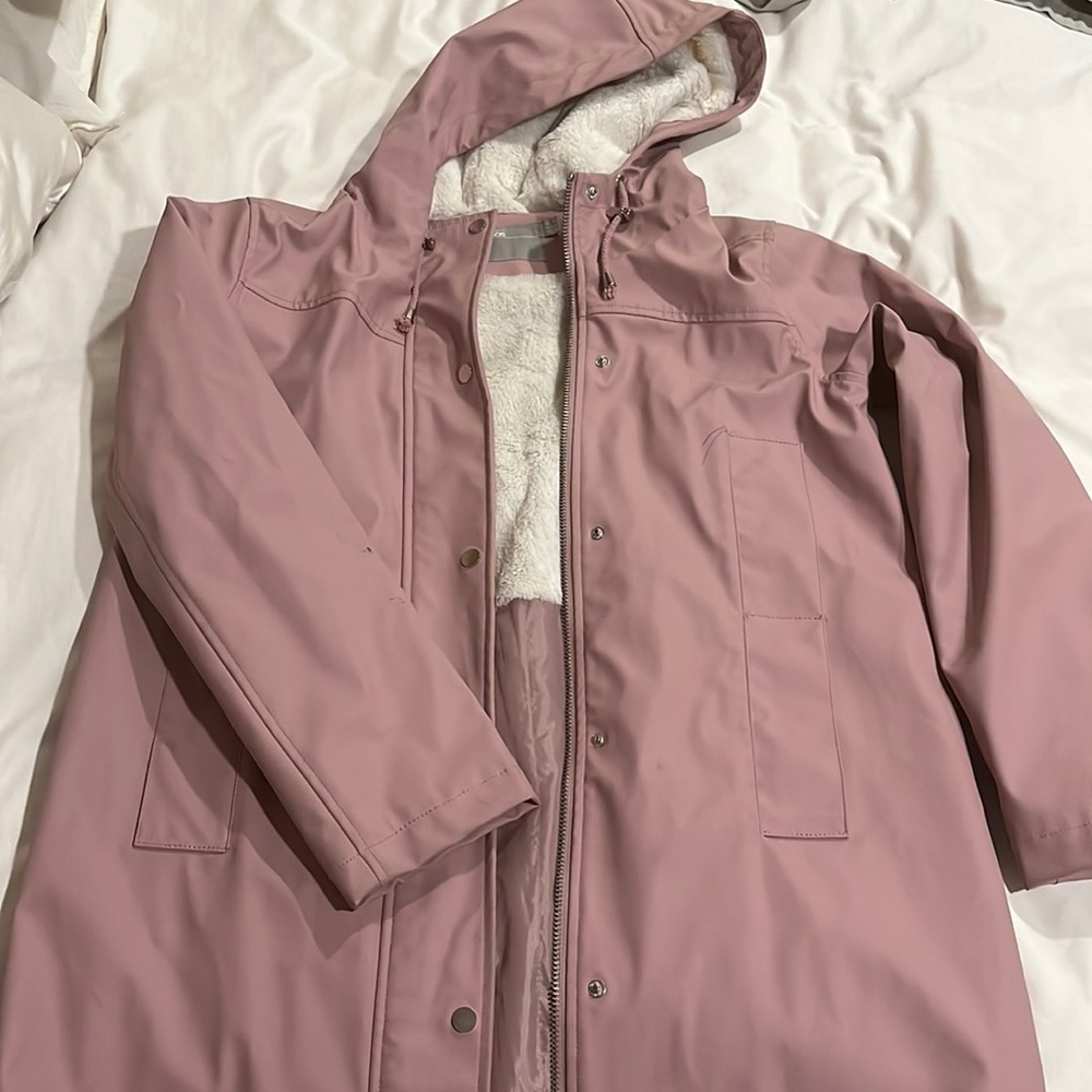 asos size 6 muave rain coat